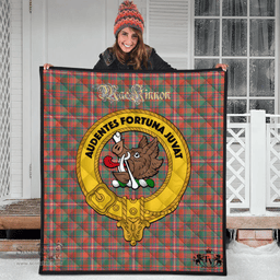 Scottish MacKinnon Ancient Clan Tartan Quilt - Crest Gold Style Scottish Plaid Tartan Plaid