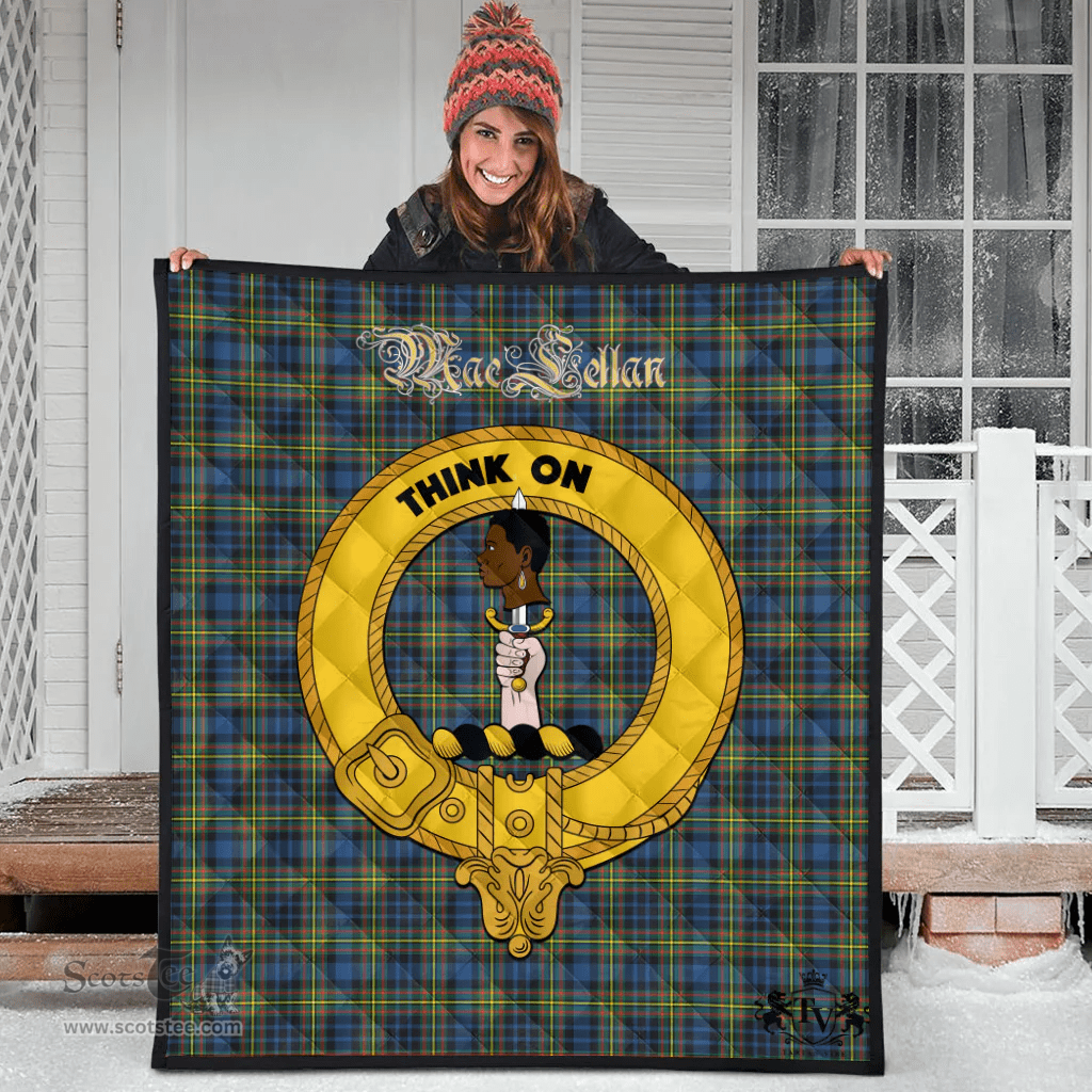 Scottish MacLellan Ancient Clan Tartan Quilt - Crest Gold Style Scottish Plaid Tartan Plaid