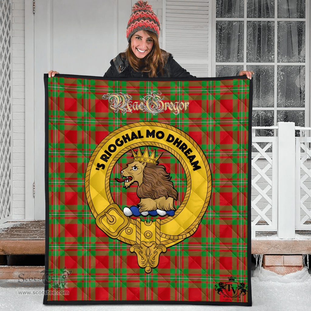 Scottish MacGregor Modern Clan Tartan Quilt - Crest Gold Style Scottish Plaid Tartan Plaid