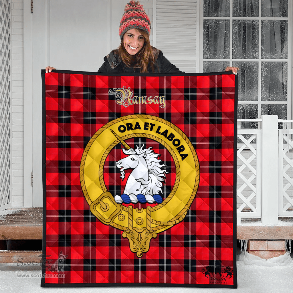Scottish Ramsay Modern Clan Tartan Quilt - Crest Gold Style Scottish Plaid Tartan Plaid