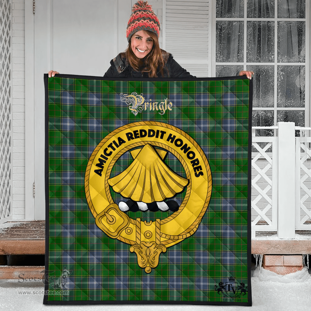 Scottish Pringle Clan Tartan Quilt - Crest Gold Style Scottish Plaid Tartan Plaid