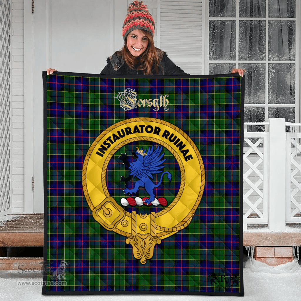 Scottish Forsyth Modern Clan Tartan Quilt - Crest Gold Style Scottish Plaid Tartan Plaid