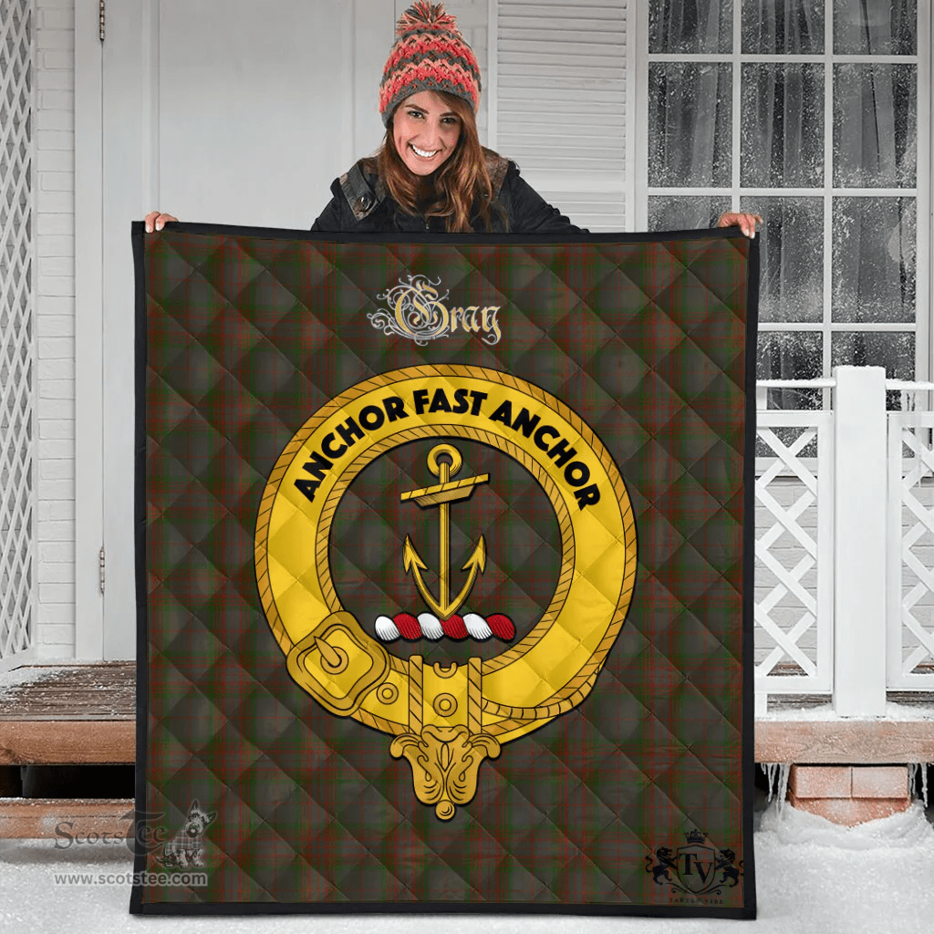 Scottish Gray Clan Tartan Quilt - Crest Gold Style Scottish Plaid Tartan Plaid