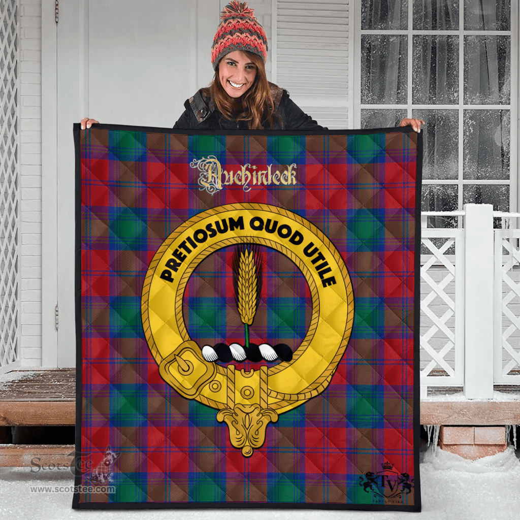Scottish Auchinleck Clan Tartan Quilt - Crest Gold Style Scottish Plaid Tartan Plaid