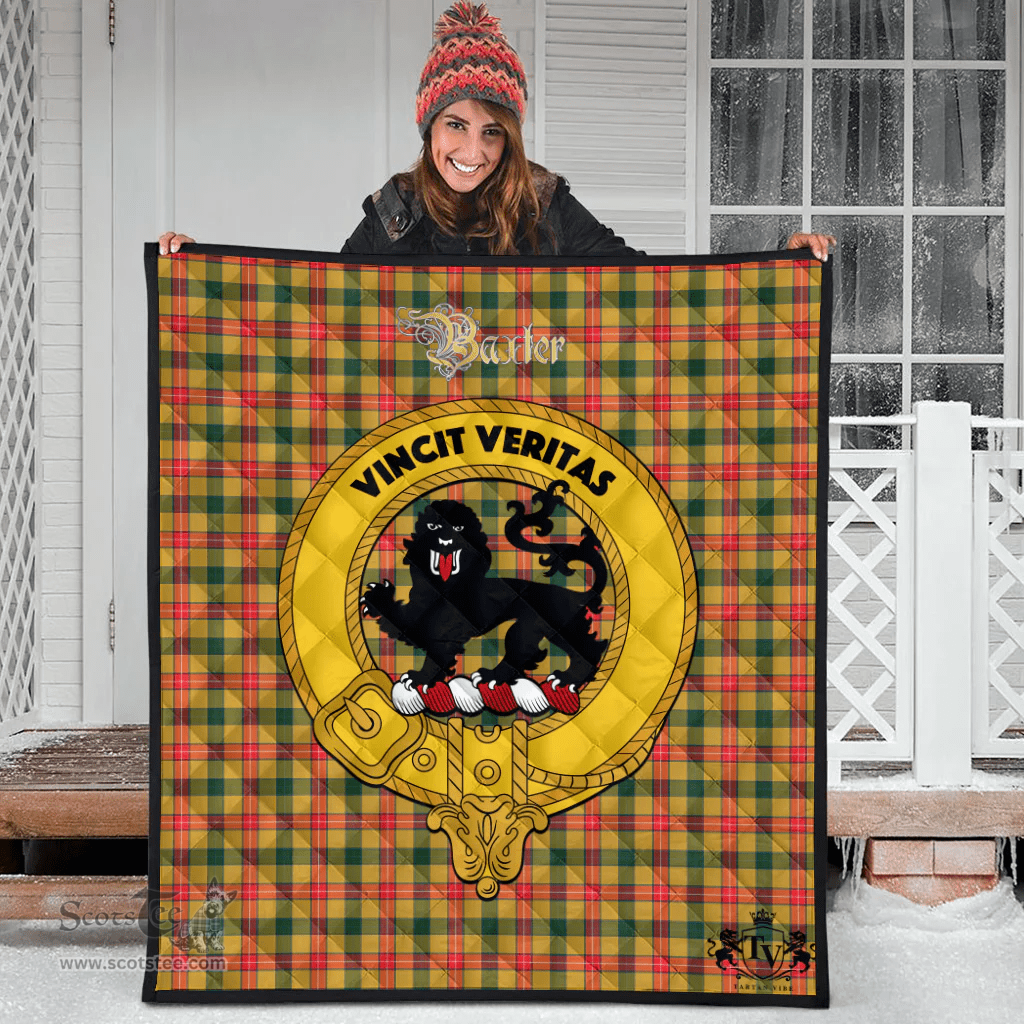 Scottish Baxter Clan Tartan Quilt - Crest Gold Style Scottish Plaid Tartan Plaid
