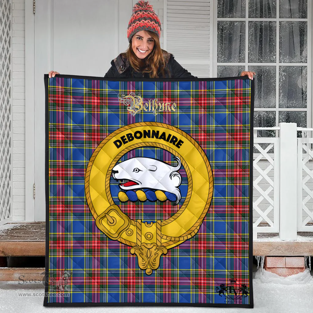 Scottish Bethune Clan Tartan Quilt - Crest Gold Style Scottish Plaid Tartan Plaid