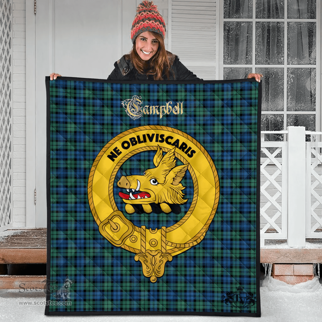 Scottish Campbell Ancient 02 Clan Tartan Quilt - Crest Gold Style Scottish Plaid Tartan Plaid