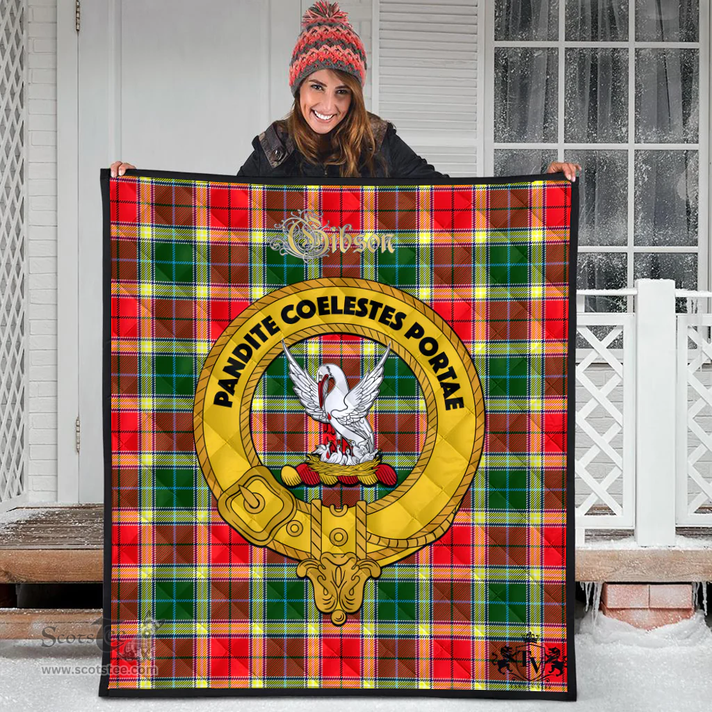 Scottish Gibson Clan Tartan Quilt - Crest Gold Style Scottish Plaid Tartan Plaid