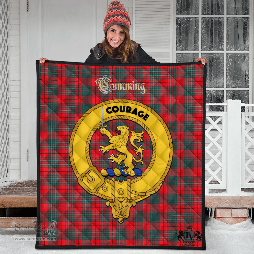 Scottish Cumming Modern Clan Tartan Quilt - Crest Gold Style Scottish Plaid Tartan Plaid