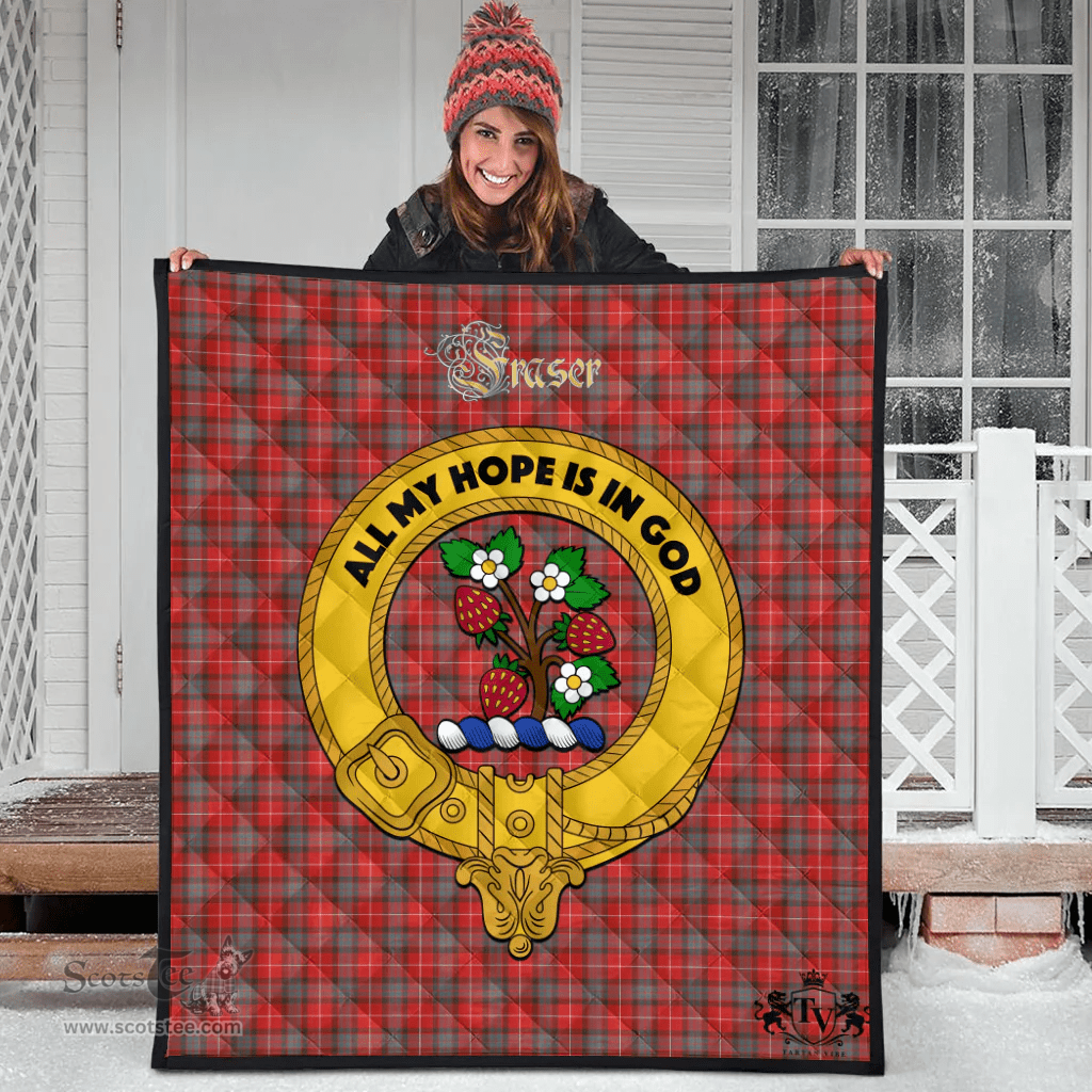 Scottish Fraser Weathered Clan Tartan Quilt - Crest Gold Style Scottish Plaid Tartan Plaid
