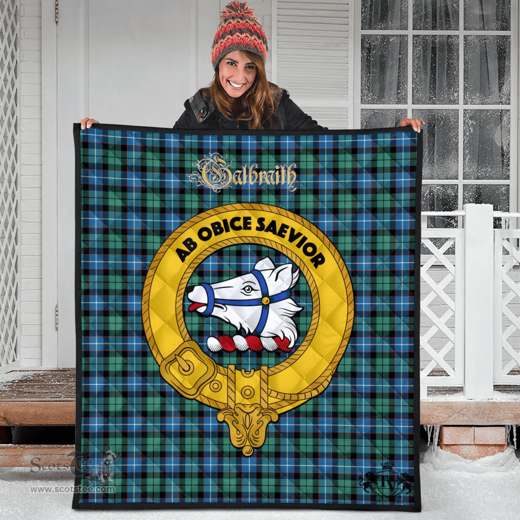 Scottish Galbraith Ancient Clan Tartan Quilt - Crest Gold Style Scottish Plaid Tartan Plaid