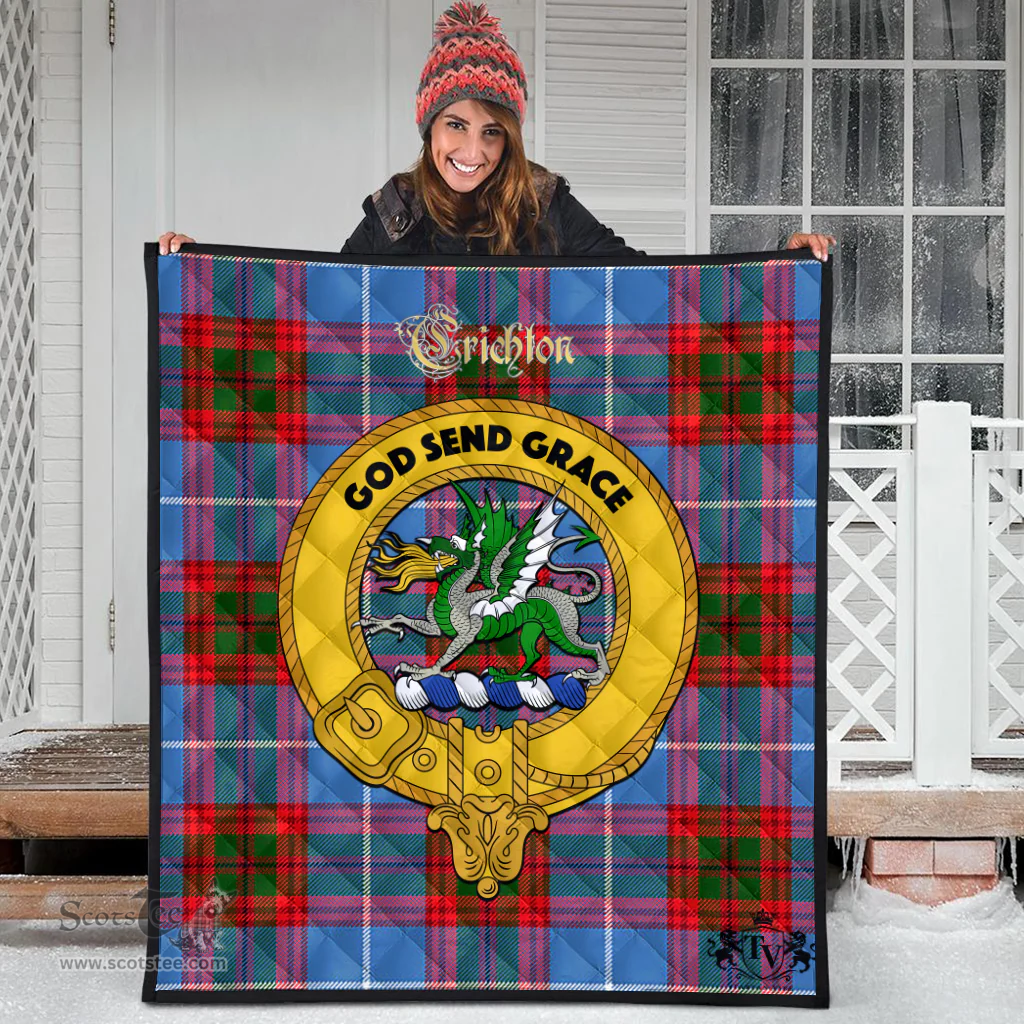 Scottish Crichton Clan Tartan Quilt - Crest Gold Style Scottish Plaid Tartan Plaid