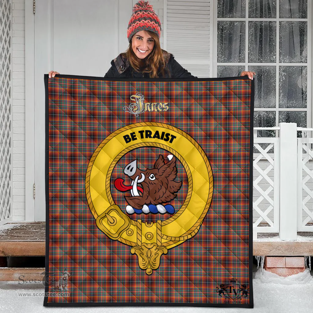 Scottish Innes Ancient Clan Tartan Quilt - Crest Gold Style Scottish Plaid Tartan Plaid