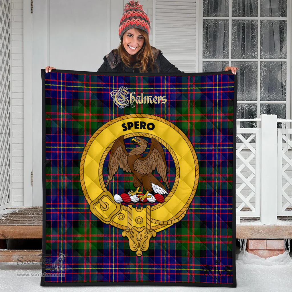 Scottish Chalmers Modern Clan Tartan Quilt - Crest Gold Style Scottish Plaid Tartan Plaid