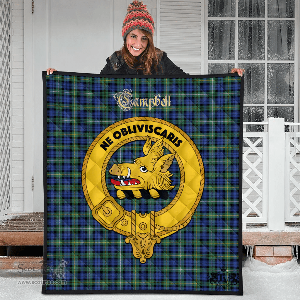 Scottish Campbell Argyll Ancient Clan Tartan Quilt - Crest Gold Style Scottish Plaid Tartan Plaid