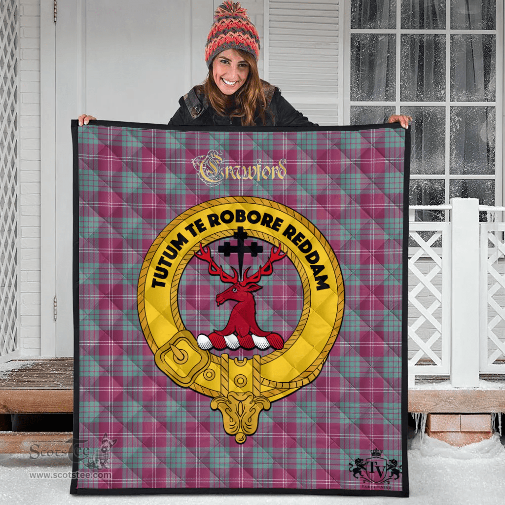 Scottish Crawford Ancient Clan Tartan Quilt - Crest Gold Style Scottish Plaid Tartan Plaid