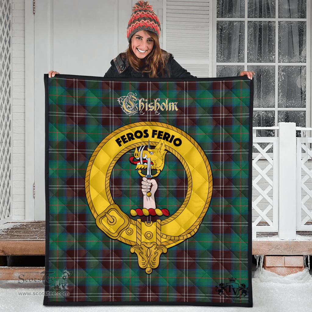 Scottish Chisholm Hunting Ancient Clan Tartan Quilt - Crest Gold Style Scottish Plaid Tartan Plaid