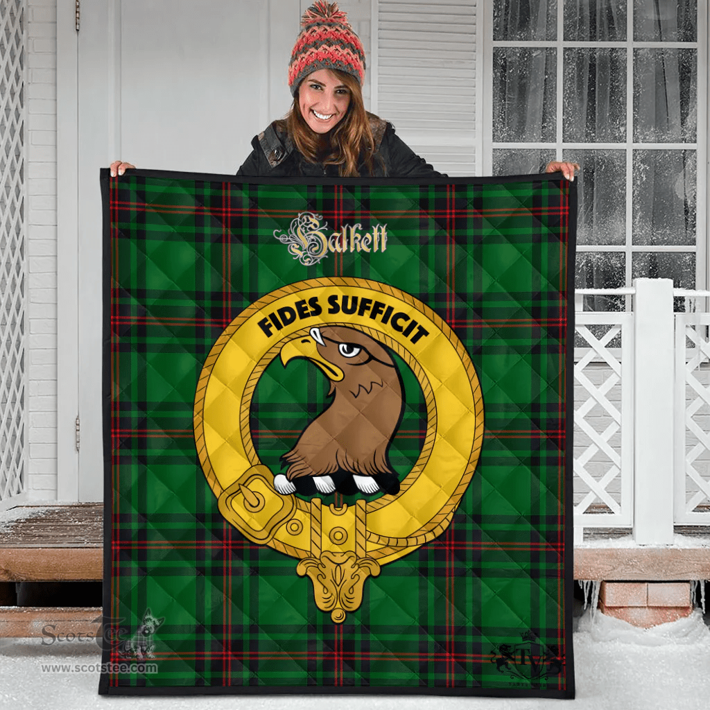Scottish Halkett Clan Tartan Quilt - Crest Gold Style Scottish Plaid Tartan Plaid