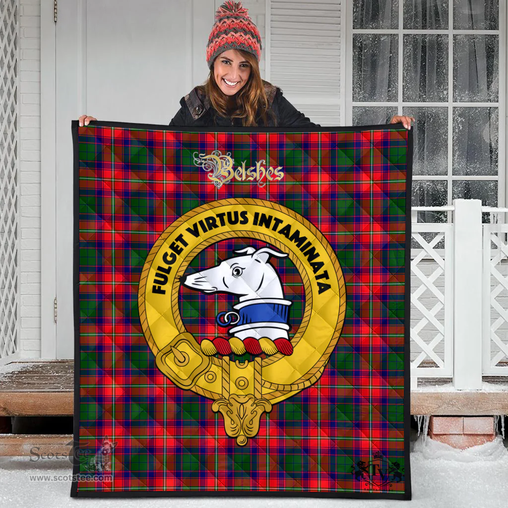 Scottish Belshes Clan Tartan Quilt - Crest Gold Style Scottish Plaid Tartan Plaid