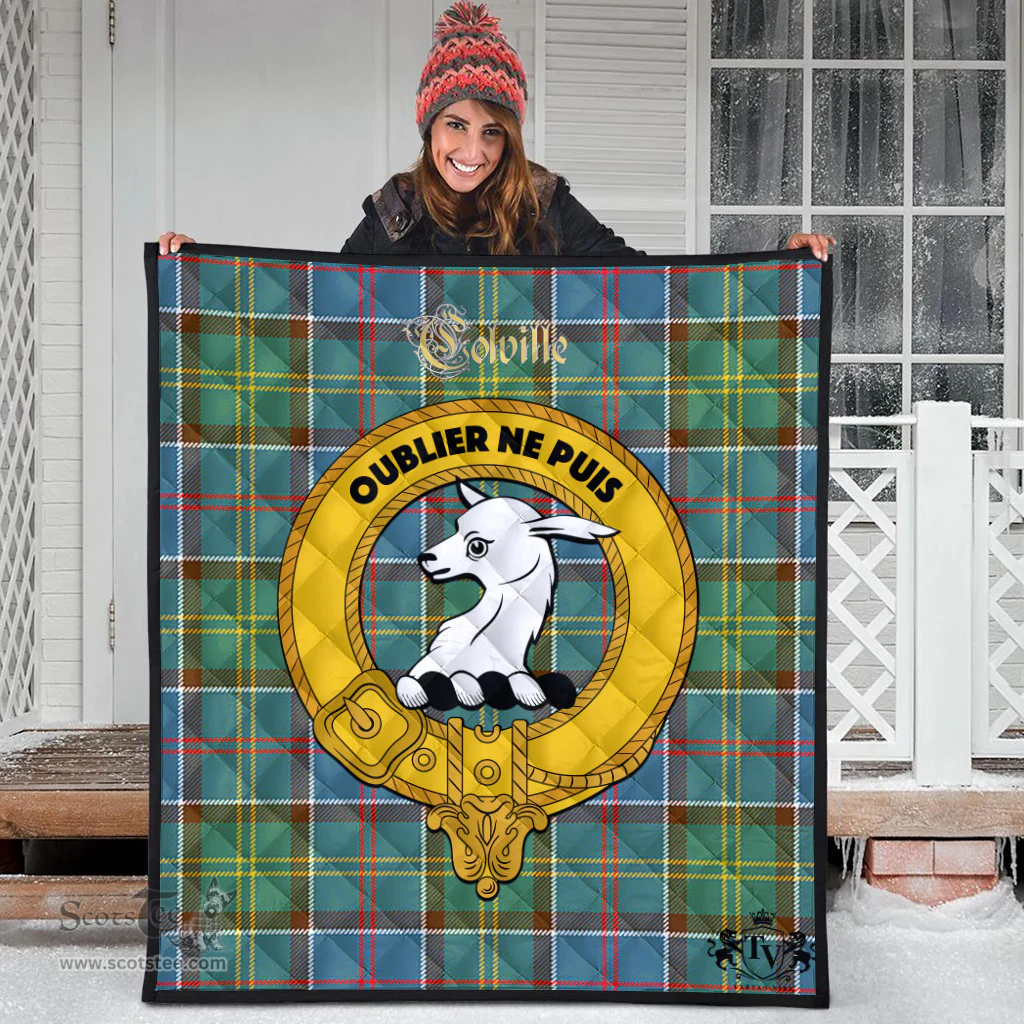 Scottish Colville Clan Tartan Quilt - Crest Gold Style Scottish Plaid Tartan Plaid