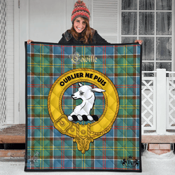 Scottish Colville Clan Tartan Quilt - Crest Gold Style Scottish Plaid Tartan Plaid