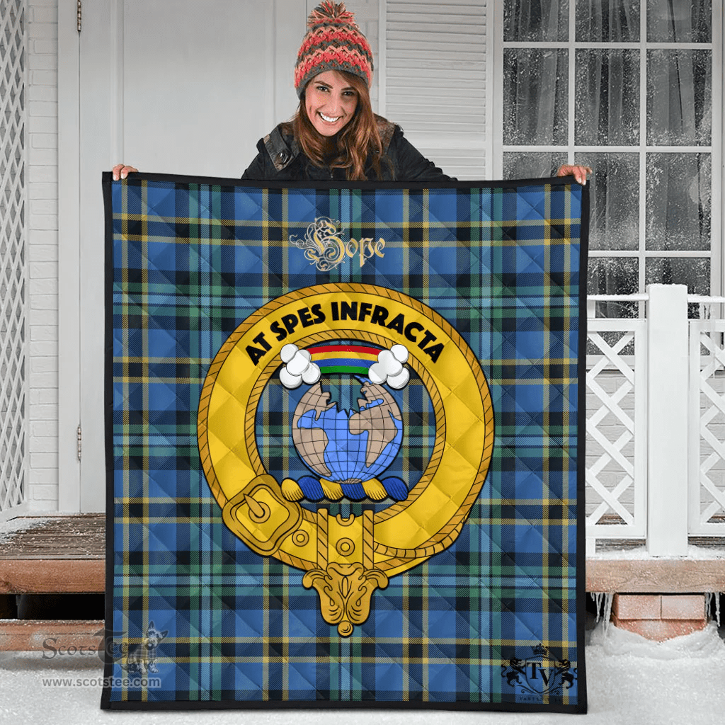 Scottish Hope Clan Tartan Quilt - Crest Gold Style Scottish Plaid Tartan Plaid