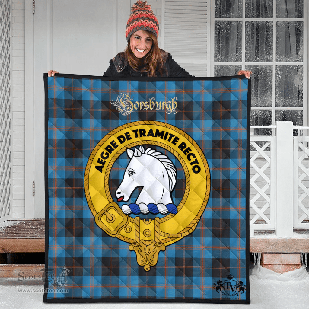 Scottish Horsburgh Clan Tartan Quilt - Crest Gold Style Scottish Plaid Tartan Plaid