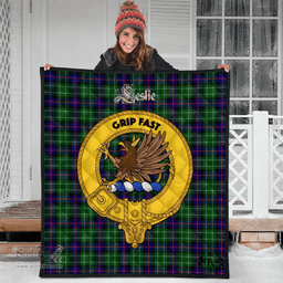 Scottish Leslie Hunting Clan Tartan Quilt - Crest Gold Style Scottish Plaid Tartan Plaid