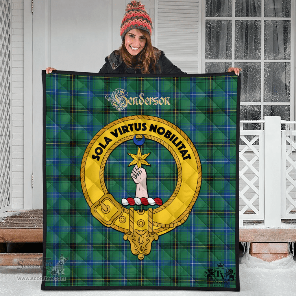 Scottish Henderson Ancient Clan Tartan Quilt - Crest Gold Style Scottish Plaid Tartan Plaid