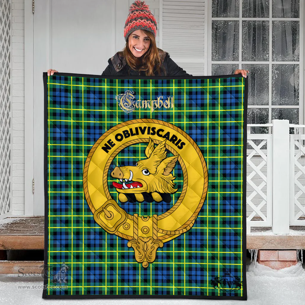 Scottish Campbell of Breadalbane Ancient Clan Tartan Quilt - Crest Gold Style Scottish Plaid Tartan Plaid