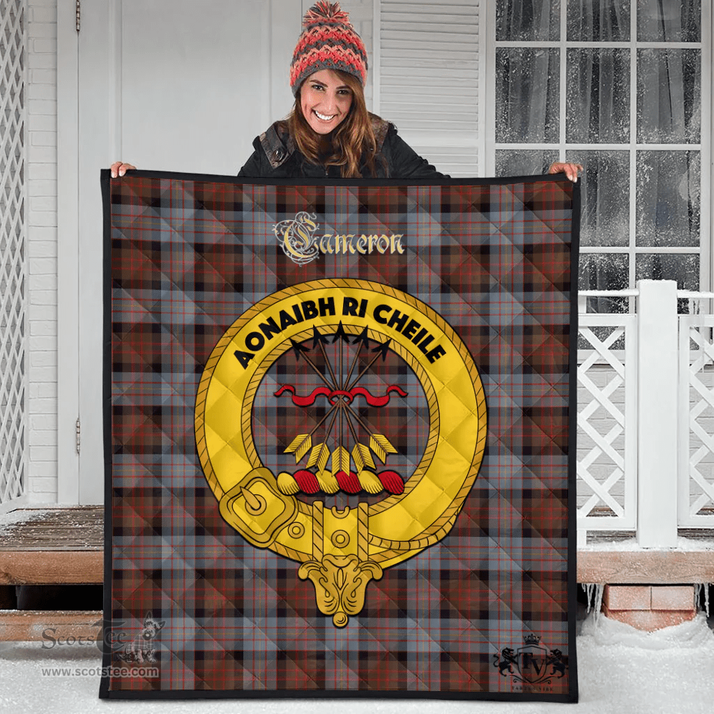 Scottish Cameron of Erracht Weathered Clan Tartan Quilt - Crest Gold Style Scottish Plaid Tartan Plaid