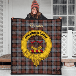 Scottish Cameron of Erracht Weathered Clan Tartan Quilt - Crest Gold Style Scottish Plaid Tartan Plaid