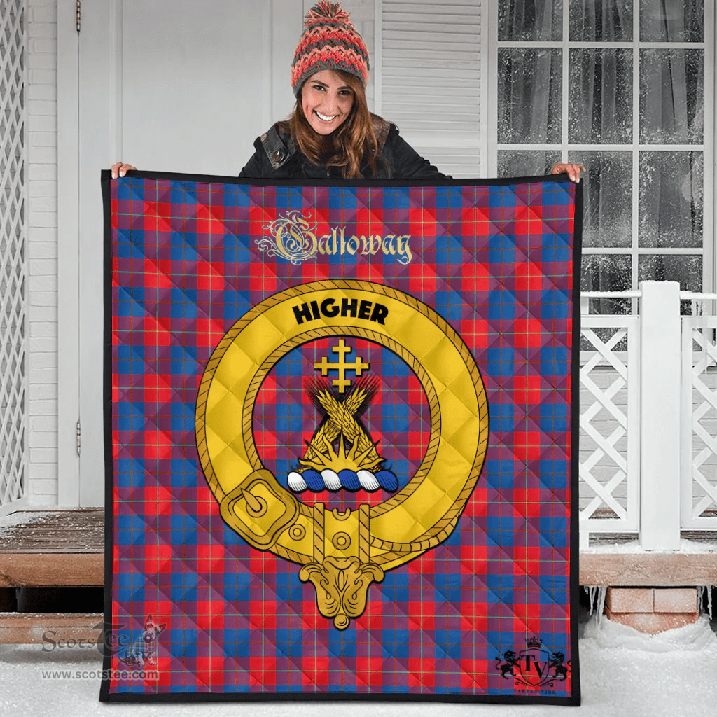 Scottish Galloway Red Clan Tartan Quilt - Crest Gold Style Scottish Plaid Tartan Plaid