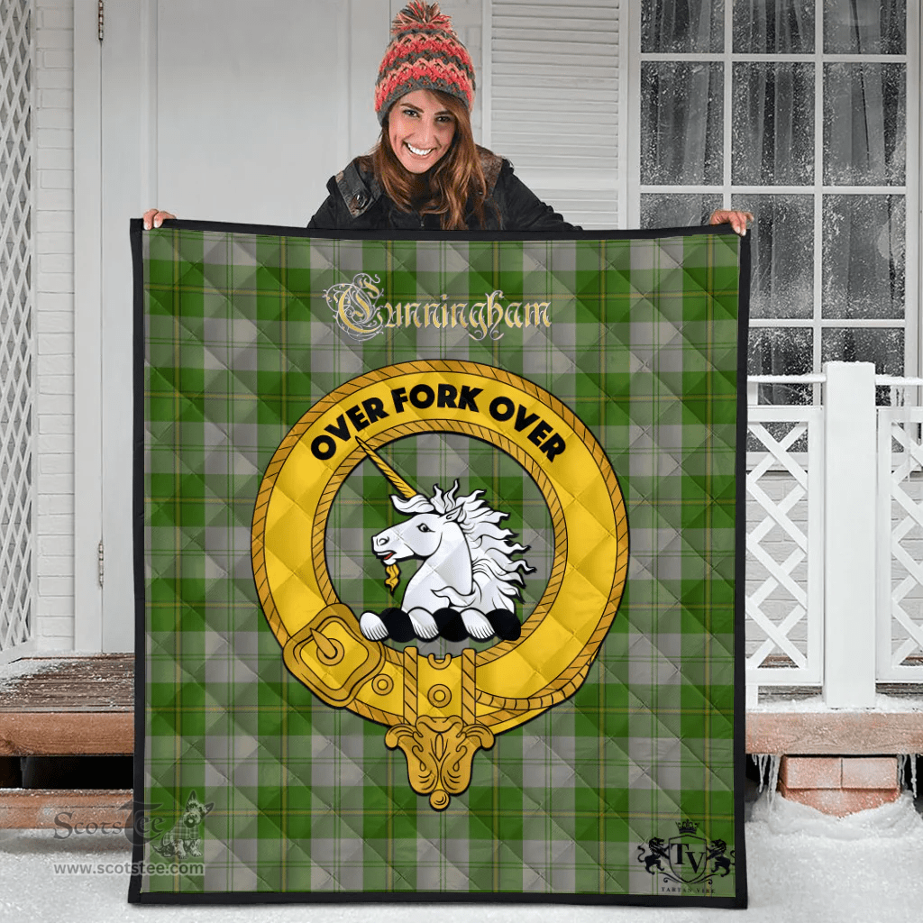 Scottish Cunningham Dress Green Dancers Clan Tartan Quilt - Crest Gold Style Scottish Plaid Tartan Plaid