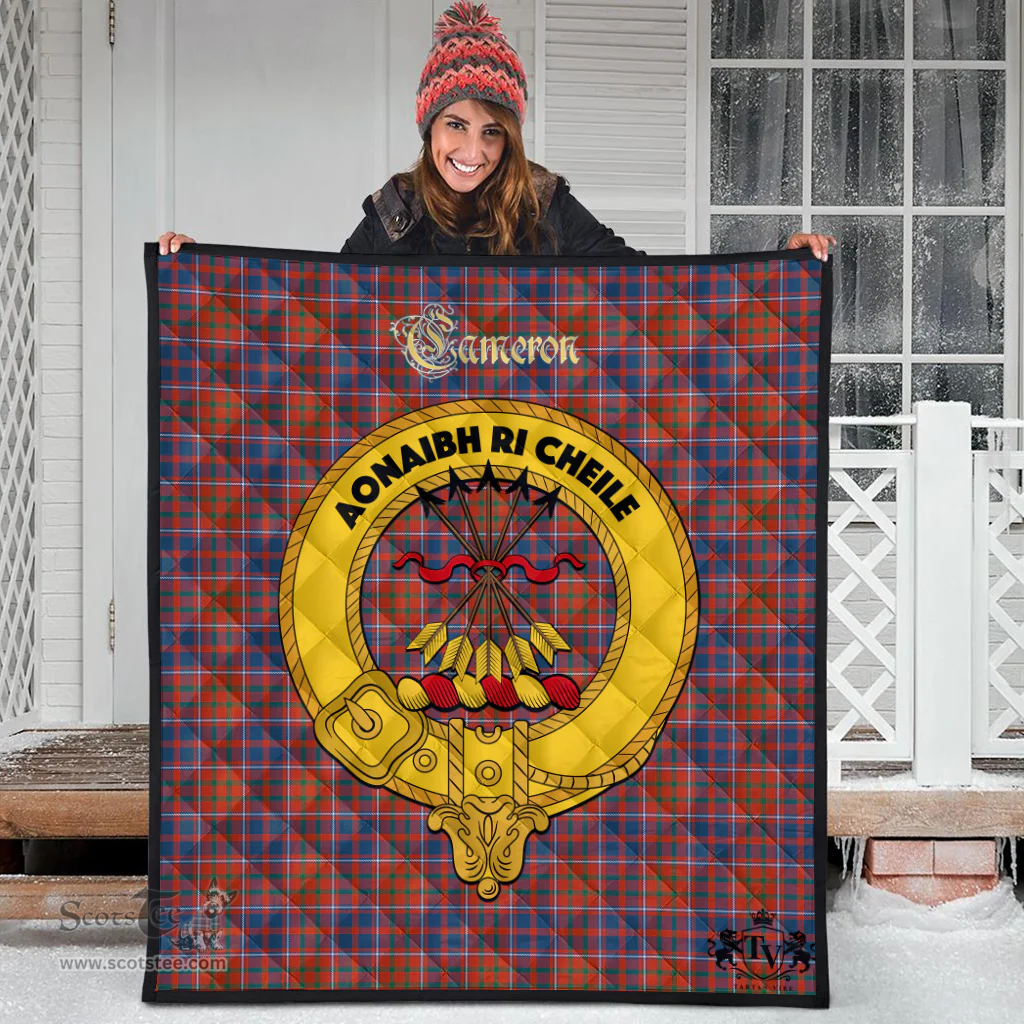 Scottish Cameron of Lochiel Ancient Clan Tartan Quilt - Crest Gold Style Scottish Plaid Tartan Plaid