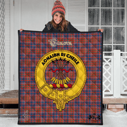 Scottish Cameron of Lochiel Ancient Clan Tartan Quilt - Crest Gold Style Scottish Plaid Tartan Plaid