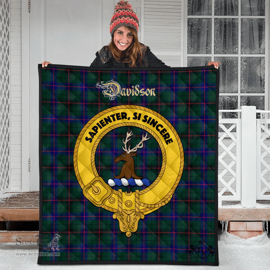 Scottish Davidson Modern Clan Tartan Quilt - Crest Gold Style Scottish Plaid Tartan Plaid