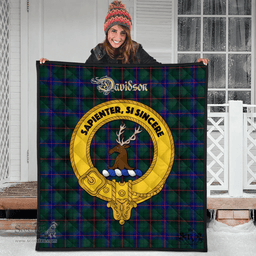 Scottish Davidson Modern Clan Tartan Quilt - Crest Gold Style Scottish Plaid Tartan Plaid