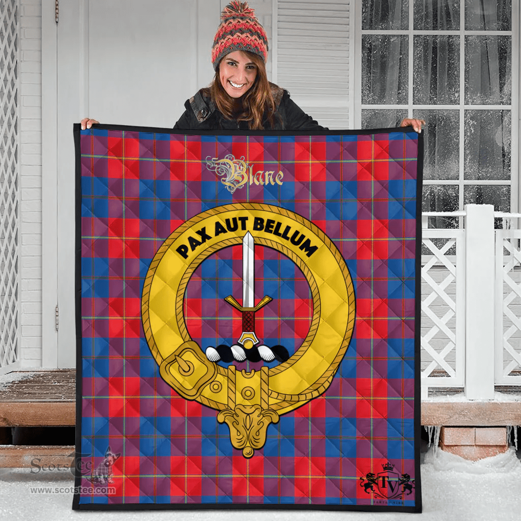 Scottish Blane Clan Tartan Quilt - Crest Gold Style Scottish Plaid Tartan Plaid