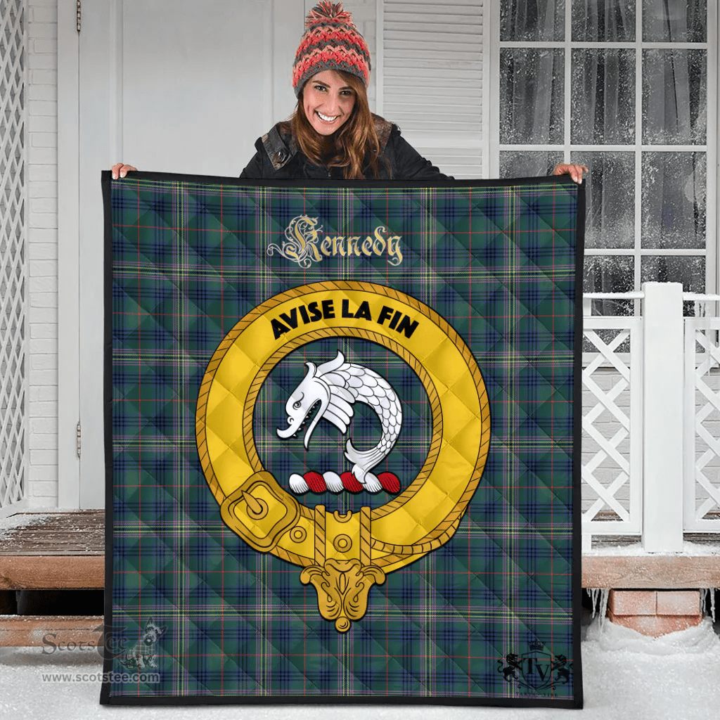 Scottish Kennedy Modern Clan Tartan Quilt - Crest Gold Style Scottish Plaid Tartan Plaid