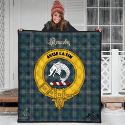 Scottish Kennedy Modern Clan Tartan Quilt - Crest Gold Style Scottish Plaid Tartan Plaid