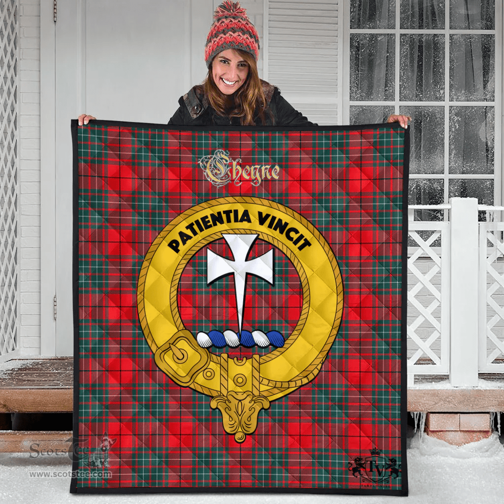 Scottish Cheyne Clan Tartan Quilt - Crest Gold Style Scottish Plaid Tartan Plaid