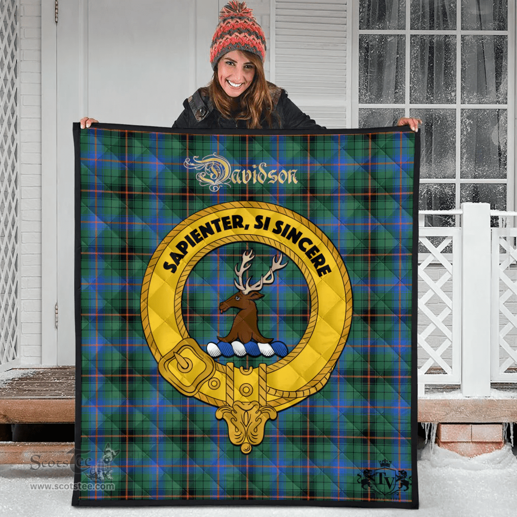 Scottish Davidson Ancient Clan Tartan Quilt - Crest Gold Style Scottish Plaid Tartan Plaid