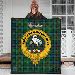 Scottish Cranstoun Clan Tartan Quilt - Crest Gold Style Scottish Plaid Tartan Plaid