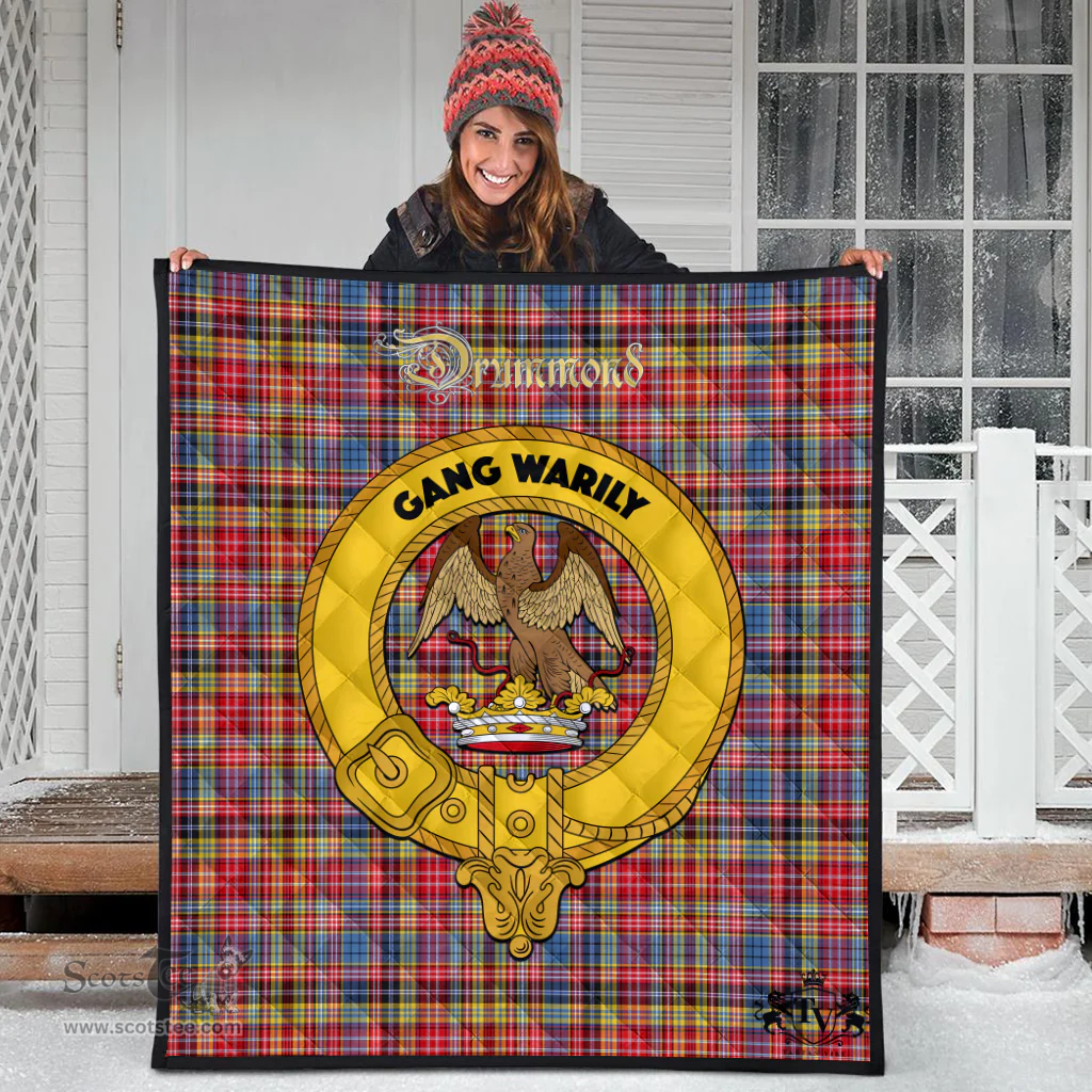 Scottish Drummond of Strathallan Clan Tartan Quilt - Crest Gold Style Scottish Plaid Tartan Plaid