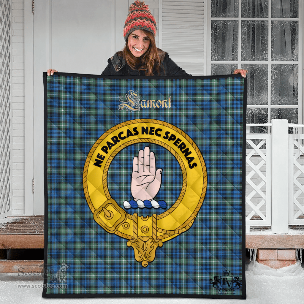 Scottish Lamont Ancient Clan Tartan Quilt - Crest Gold Style Scottish Plaid Tartan Plaid