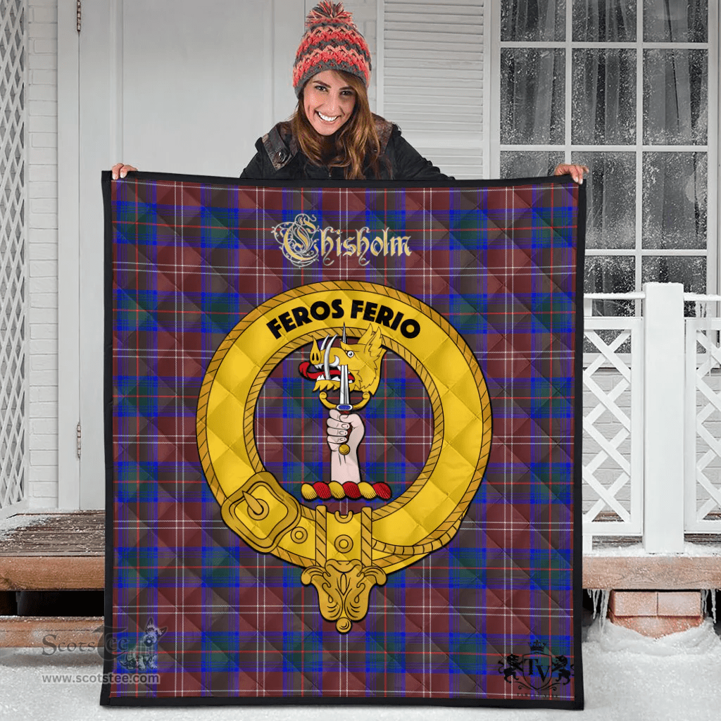 Scottish Chisholm Hunting Modern Clan Tartan Quilt - Crest Gold Style Scottish Plaid Tartan Plaid