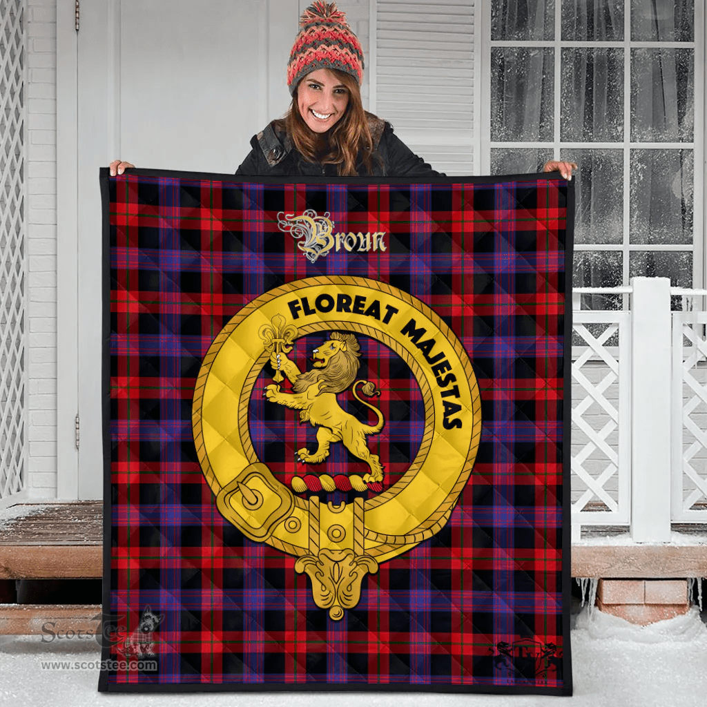 Scottish Broun Modern Clan Tartan Quilt - Crest Gold Style Scottish Plaid Tartan Plaid