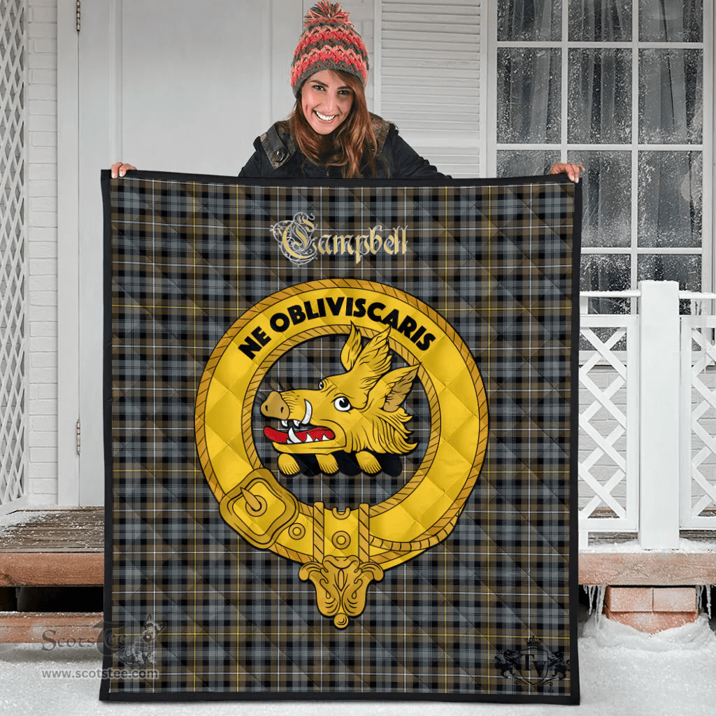 Scottish Campbell Argyll Weathered Clan Tartan Quilt - Crest Gold Style Scottish Plaid Tartan Plaid