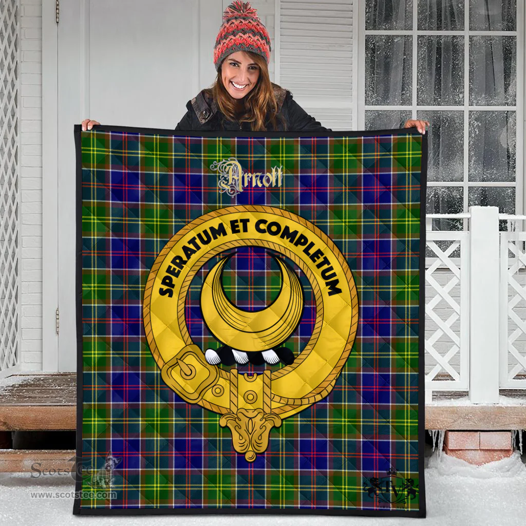 Scottish Arnott Clan Tartan Quilt - Crest Gold Style Scottish Plaid Tartan Plaid